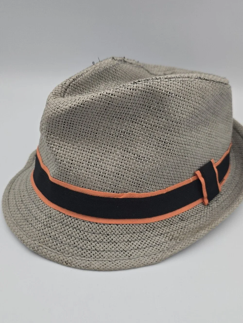 Unbranded Boys Gray Straw Trilby Fedora Hat